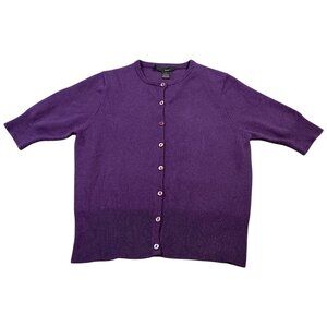 WDNY Cardigan Womens M Purple Silk Cashmere Short Sleeve Sweater Preppy Coquette